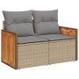 Set Divano da Giardino 9 pz con Cuscini Beige in Polyrattan