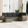 Set Divano da Giardino 6 pz con Cuscini Grigio in Polyrattan