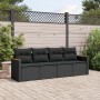 Set Divani da Giardino 4 pz con Cuscini Nero in Polyrattan