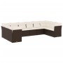 Set Divani da Giardino 10pz con Cuscini in Polyrattan Marrone