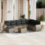 Set Divano da Giardino 9 pz con Cuscini Grigio in Polyrattan