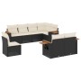 Set Divani da Giardino con Cuscini 8 pz Nero in Polyrattan