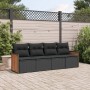 Set Divani da Giardino 4 pz con Cuscini Nero in Polyrattan