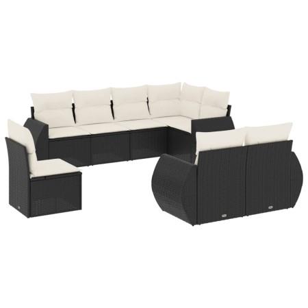 Set Divani da Giardino con Cuscini 8 pz Nero in Polyrattan