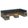 Set Divani da Giardino 11 pz con Cuscini in Polyrattan Grigio