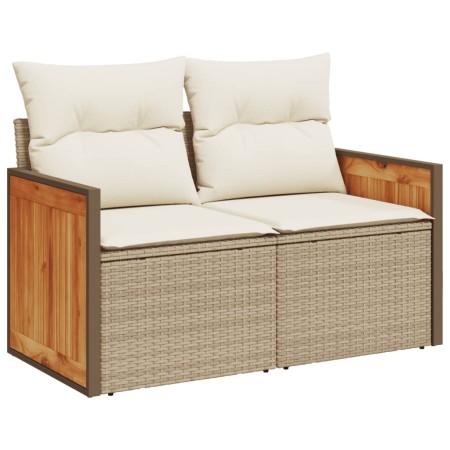 Set Divano da Giardino 6 pz con Cuscini Beige in Polyrattan