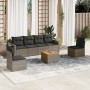 Set Divani da Giardino 7 pz con Cuscini Grigio in Polyrattan