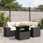 Set Divani da Giardino 5 pz con Cuscini in Polyrattan Nero