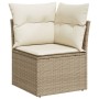 Set Divano da Giardino 10 pz con Cuscini Beige in Polyrattan