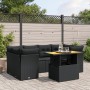 Set Divani da Giardino con Cuscini 7pz Nero Polyrattan