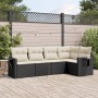 Set Divani da Giardino 5 pz con Cuscini in Polyrattan Nero