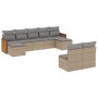 Set Divano da Giardino 9 pz con Cuscini Beige in Polyrattan