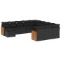 Set Divani da Giardino 12 pz con Cuscini Nero in Polyrattan