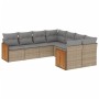 Set Divano da Giardino 8 pz con Cuscini Beige in Polyrattan