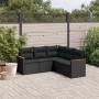 Set Divani da Giardino 5 pz con Cuscini in Polyrattan Nero