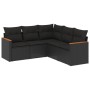 Set Divani da Giardino 5 pz con Cuscini in Polyrattan Nero