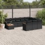 Set Divani da Giardino 11 pz con Cuscini in Polyrattan Nero