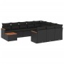 Set Divani da Giardino 11 pz con Cuscini in Polyrattan Nero