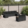 Set Divani da Giardino 9 pz con Cuscini Nero in Polyrattan