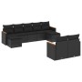 Set Divani da Giardino 9 pz con Cuscini Nero in Polyrattan