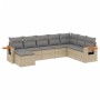 Set Divano da Giardino 8 pz con Cuscini Beige in Polyrattan