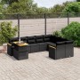 Set Divani da Giardino 10pz con Cuscini in Polyrattan Nero