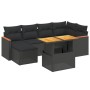 Set Divani da Giardino con Cuscini 7pz Nero Polyrattan