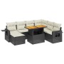 Set Divani da Giardino con Cuscini 8 pz Nero in Polyrattan