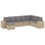 Set Divano da Giardino 8 pz con Cuscini Beige in Polyrattan