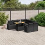 Set Divani da Giardino 9 pz con Cuscini Nero in Polyrattan