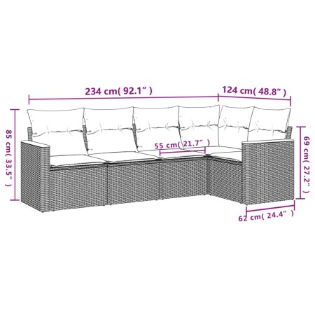 Set Divano da Giardino 6 pz con Cuscini Nero in Polyrattan