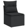 Set Divani da Giardino 3 pz con Cuscini in Polyrattan Nero