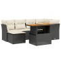 Set Divani da Giardino con Cuscini 7pz Nero Polyrattan