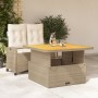 Set da Pranzo da Giardino 2 pz con Cuscini Beige in Polyrattan