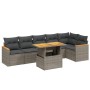 Set Divani da Giardino 7 pz con Cuscini Grigio in Polyrattan