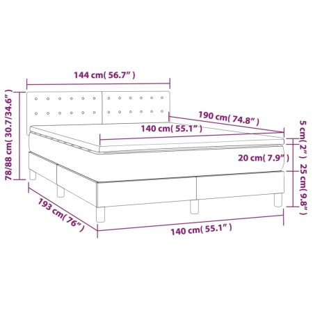 Giroletto a Molle con Materasso Tortora 140x190 cm in Tessuto