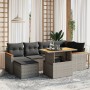 Set Divani da Giardino 7 pz con Cuscini Grigio in Polyrattan