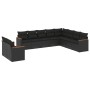 Set Divani da Giardino 10pz con Cuscini in Polyrattan Nero