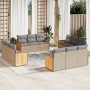 Set Divani da Giardino 12 pz con Cuscini Beige in Polyrattan