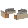 Set Divani da Giardino 12 pz con Cuscini Beige in Polyrattan