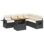 Set Divani da Giardino con Cuscini 7pz Nero Polyrattan