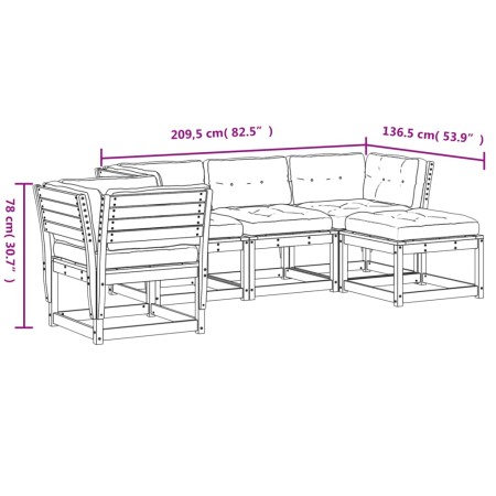 Set Divani Giardino 5 pz con Cuscini Legno Massello di Douglas