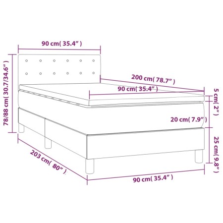 Giroletto a Molle con Materasso Grigio Scuro 90x200 cm Tessuto