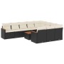 Set Divani da Giardino 11 pz con Cuscini in Polyrattan Nero
