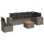 Set Divani da Giardino 7 pz con Cuscini Grigio in Polyrattan