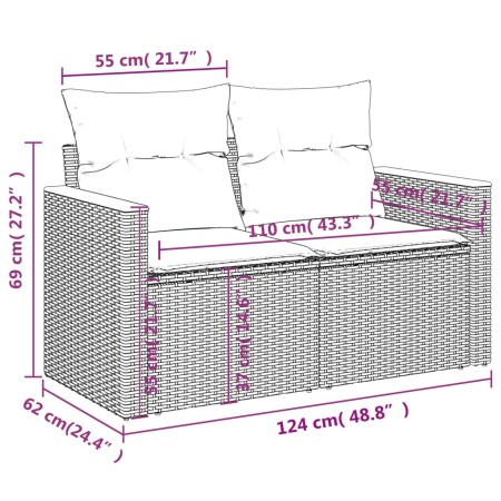 Set Divano da Giardino 6 pz con Cuscini Nero in Polyrattan