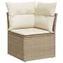 Set Divano da Giardino 10 pz con Cuscini Beige in Polyrattan