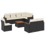 Set Divani da Giardino 9 pz con Cuscini Nero in Polyrattan