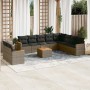 Set Divani da Giardino 11 pz con Cuscini in Polyrattan Grigio