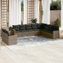 Set Divano da Giardino 10 pz con Cuscini Grigio in Polyrattan